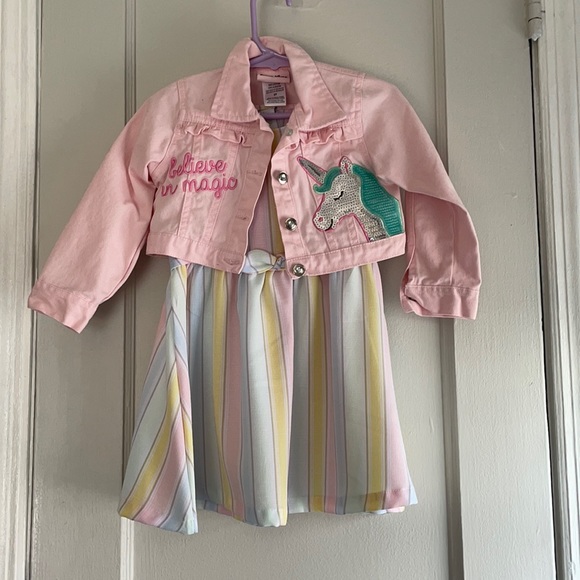 Toddler dress set with denim jacket